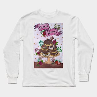 ' Donut worry ' floral chocolate donuts Long Sleeve T-Shirt